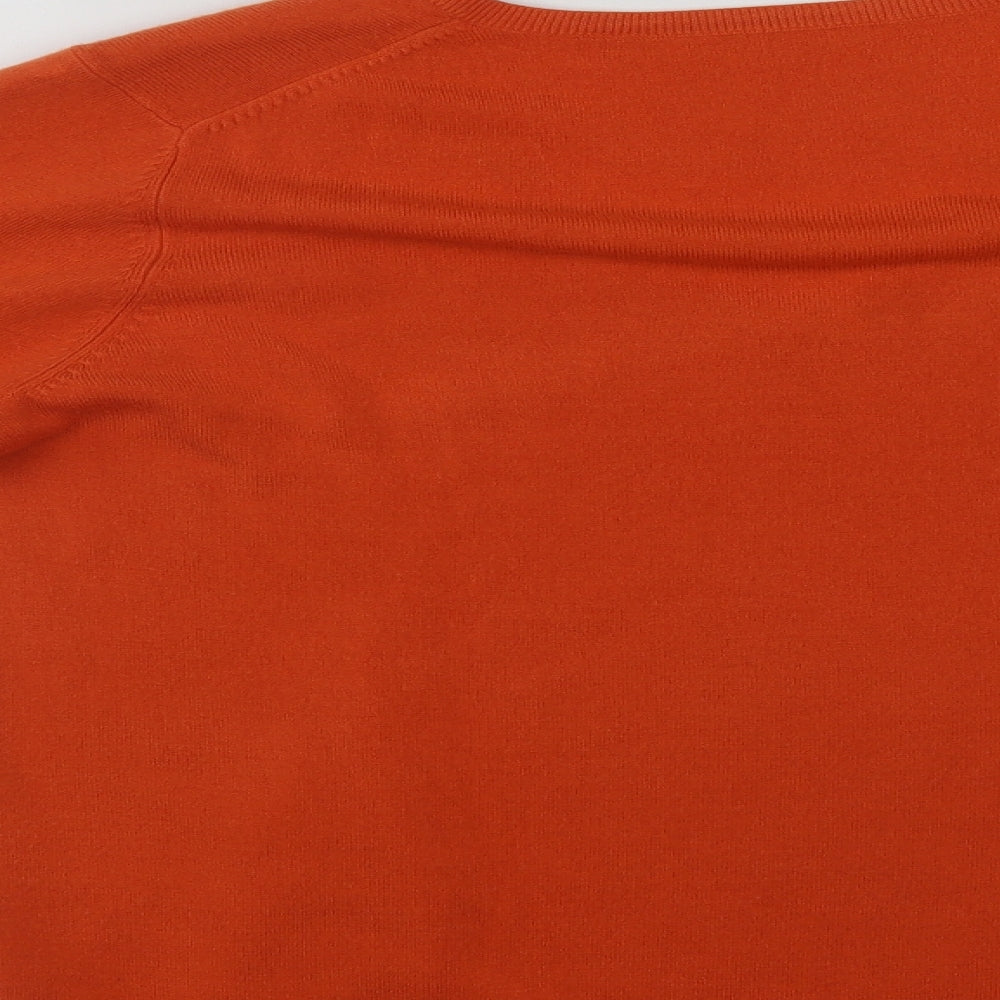 Marks and Spencer Womens Orange V-Neck  Acrylic Pullover Jumper Size 16