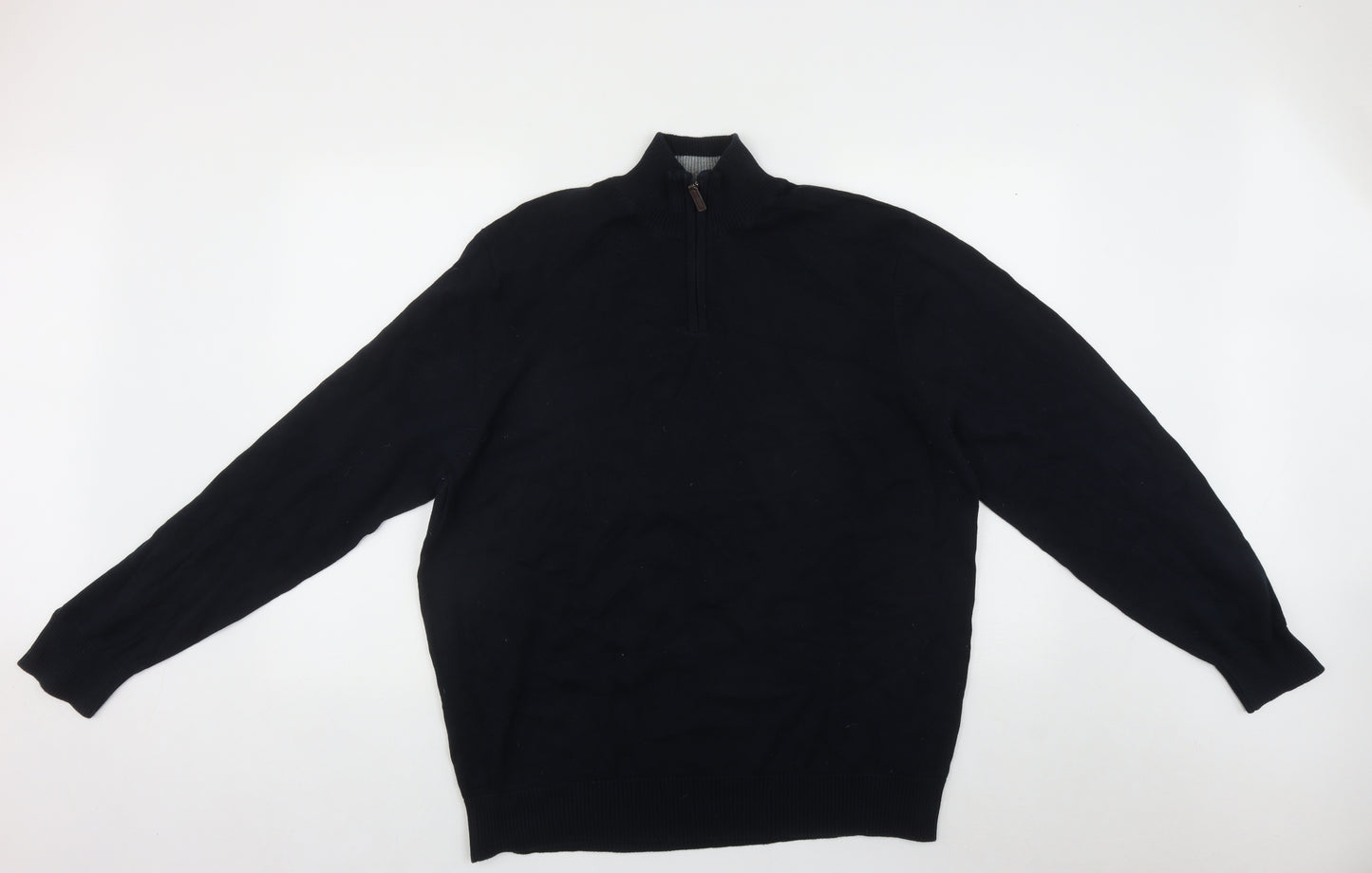 Marks and Spencer Mens Blue High Neck  Cotton Pullover Jumper Size XL