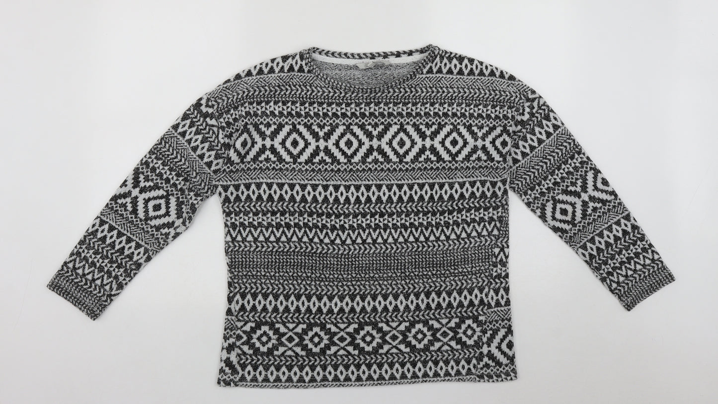 Peacocks Womens Multicoloured Round Neck Geometric Polyester Pullover Jumper Size M