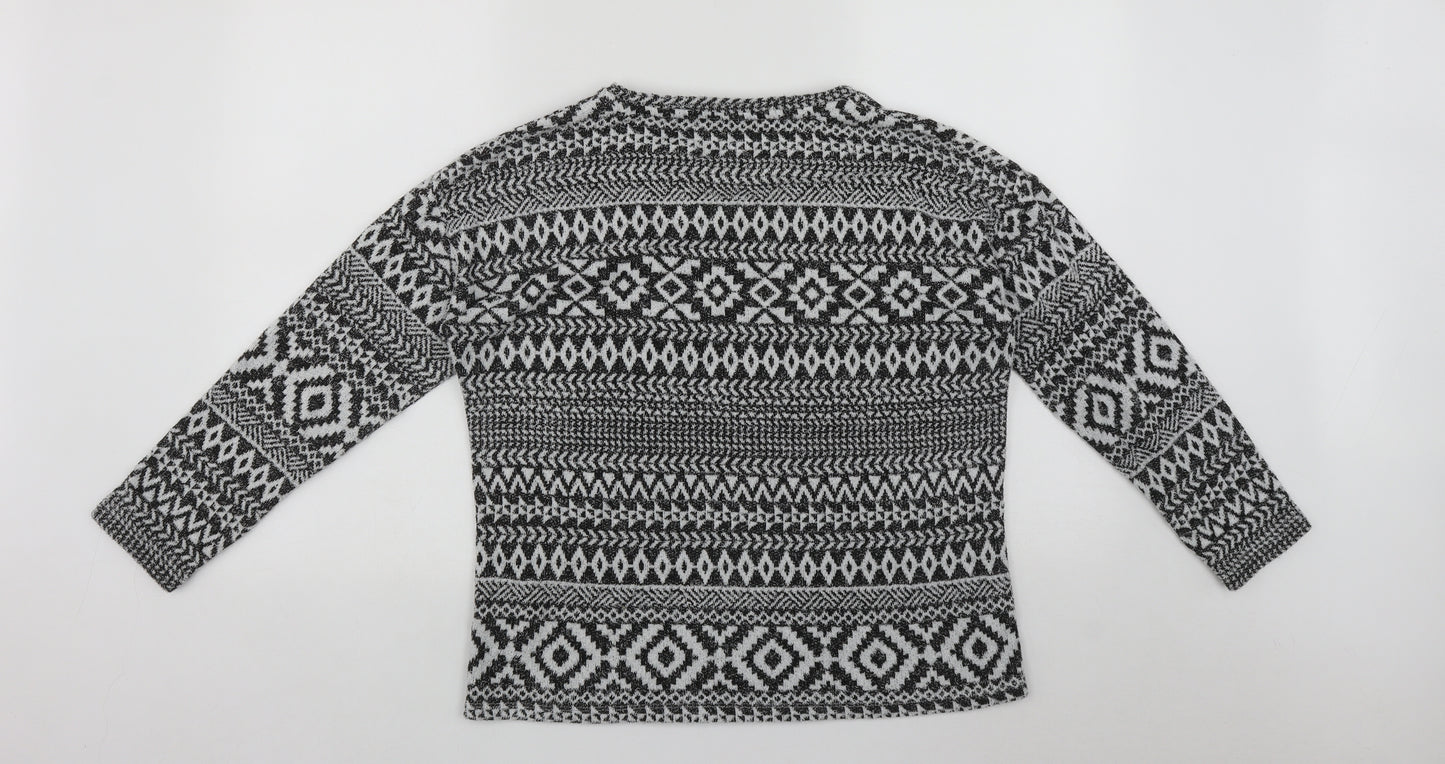 Peacocks Womens Multicoloured Round Neck Geometric Polyester Pullover Jumper Size M