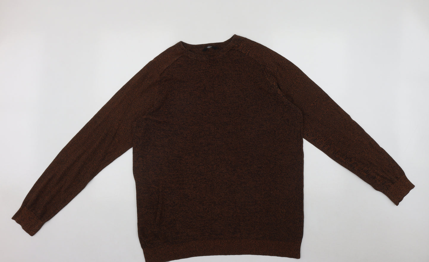 Georgte Mens Brown Round Neck  Cotton Pullover Jumper Size XL