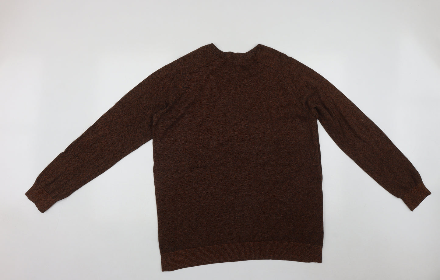 Georgte Mens Brown Round Neck  Cotton Pullover Jumper Size XL