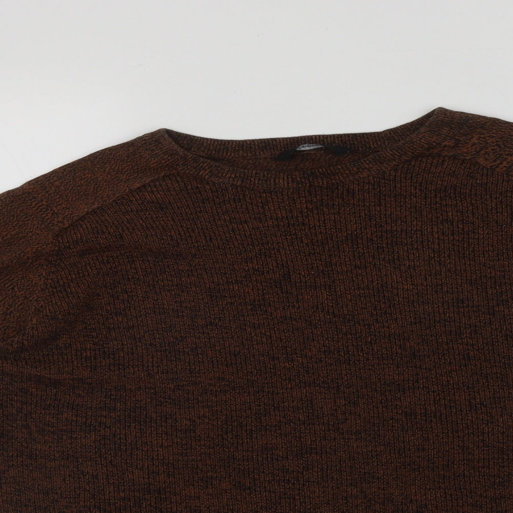 Georgte Mens Brown Round Neck  Cotton Pullover Jumper Size XL
