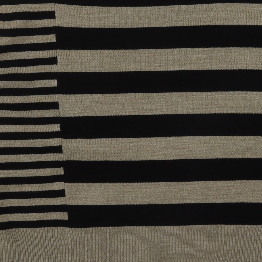 BHS Womens Brown Scoop Neck Striped Acrylic Pullover Jumper Size 16