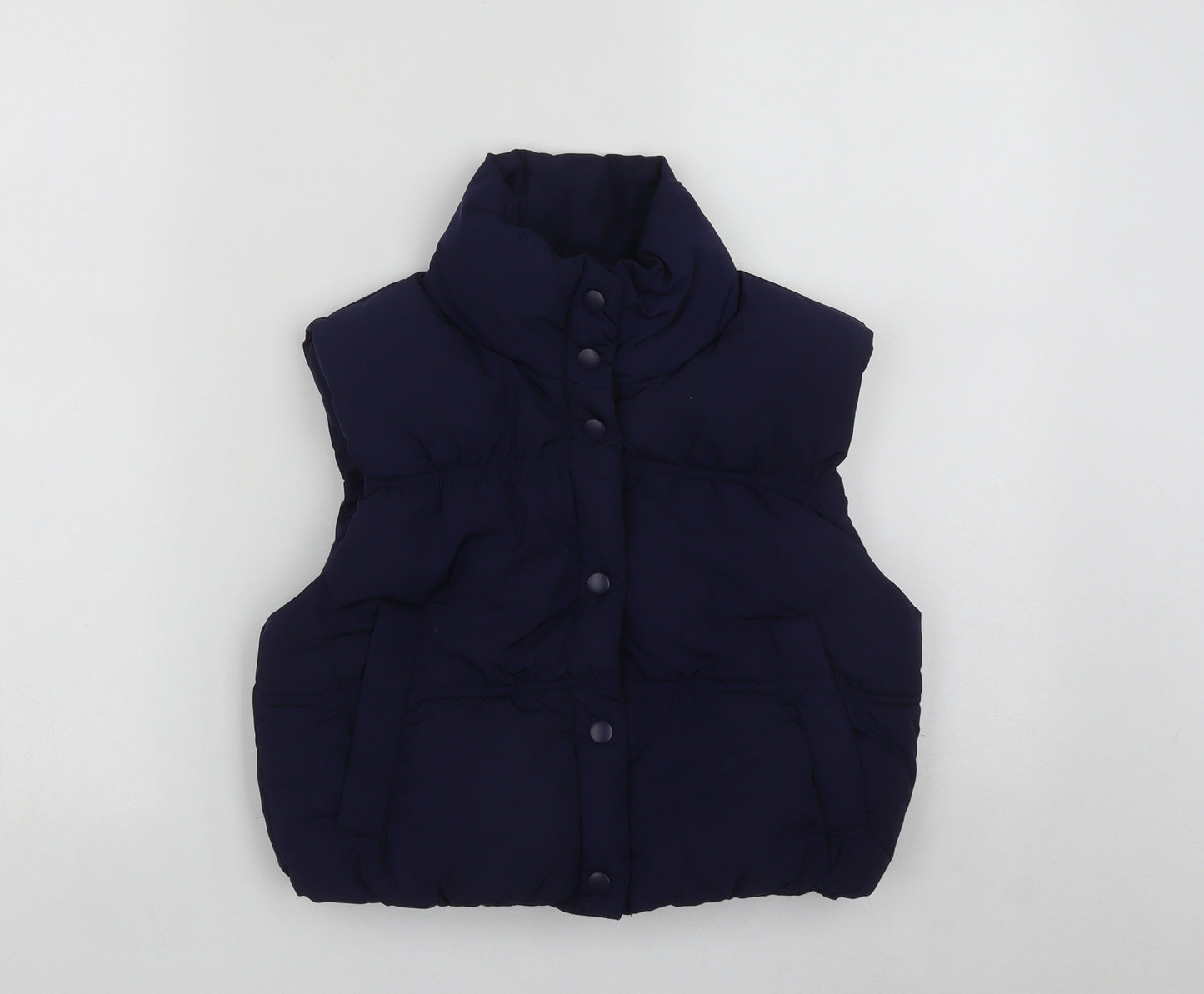 H&M Womens Blue   Gilet Waistcoat Size 2XS  Snap