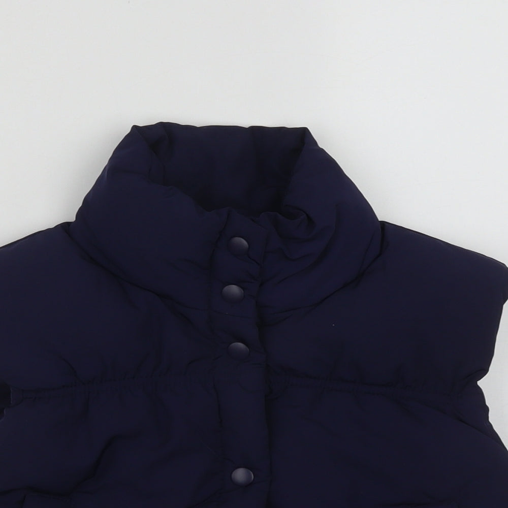 H&M Womens Blue   Gilet Waistcoat Size 2XS  Snap