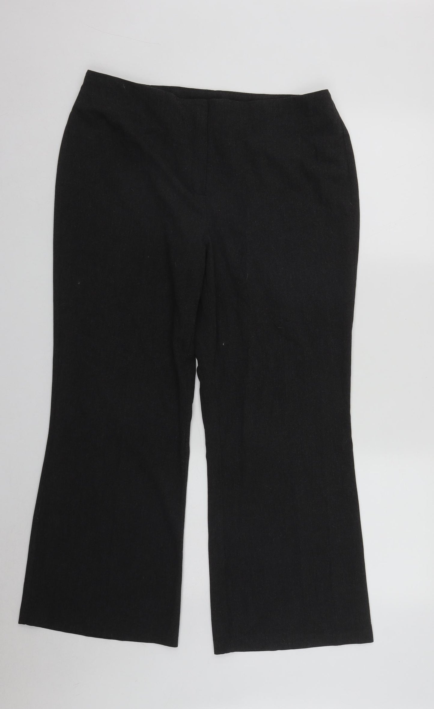 Marks and Spencer Womens Grey  Polyester Trousers  Size 16 L27 in Regular Zip