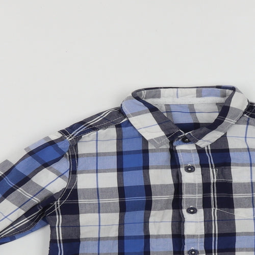 Dunnes Boys Blue Plaid Cotton Basic Button-Up Size 5 Years Collared Button