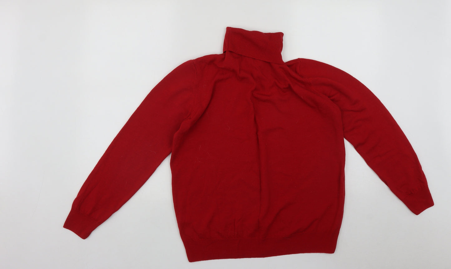 Marks and Spencer Womens Red Roll Neck  Wool Pullover Jumper Size 16