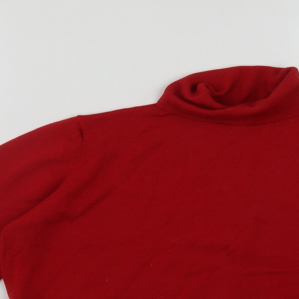 Marks and Spencer Womens Red Roll Neck  Wool Pullover Jumper Size 16