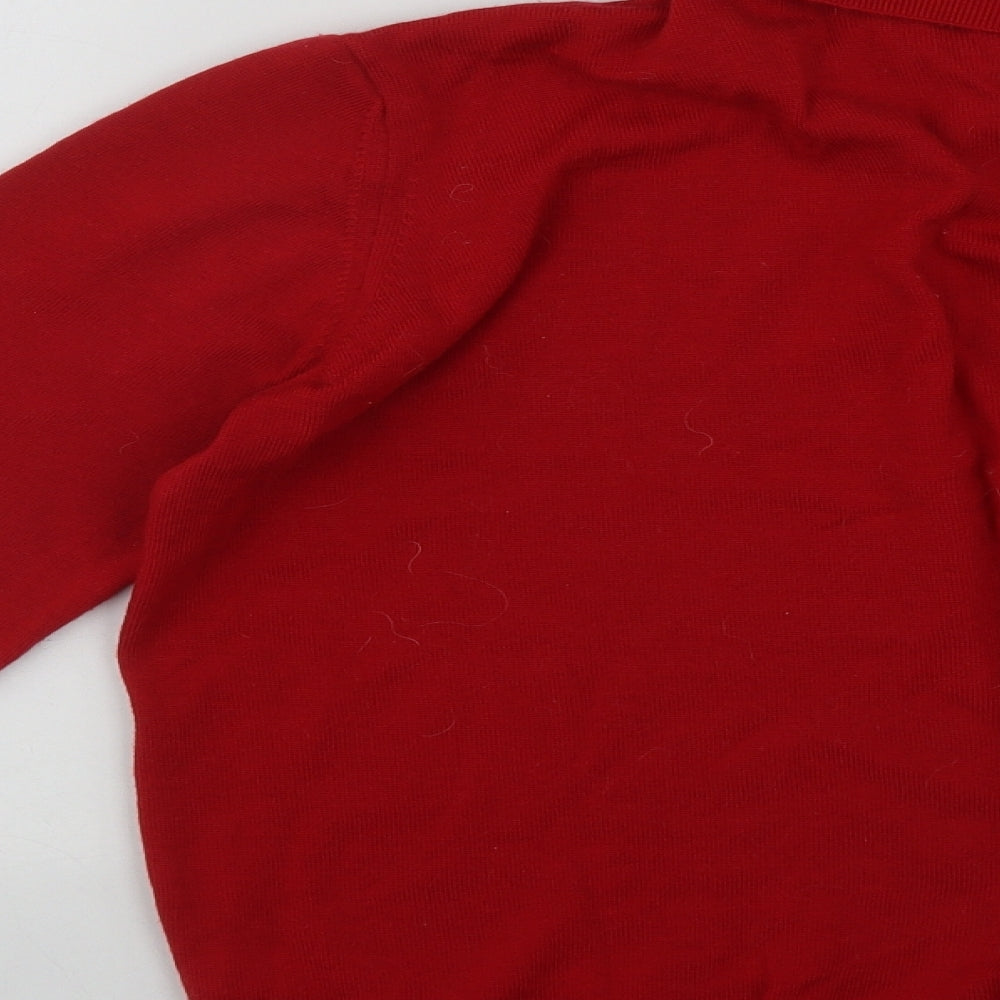 Marks and Spencer Womens Red Roll Neck  Wool Pullover Jumper Size 16