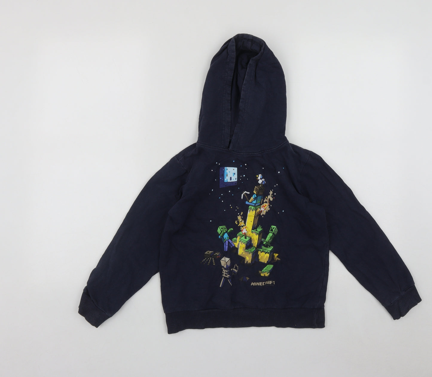 Minecraft Boys Blue  Cotton Pullover Hoodie Size 7-8 Years   - Minecraft