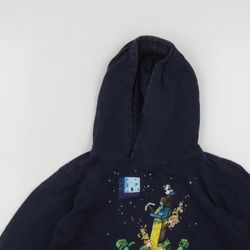 Minecraft Boys Blue  Cotton Pullover Hoodie Size 7-8 Years   - Minecraft