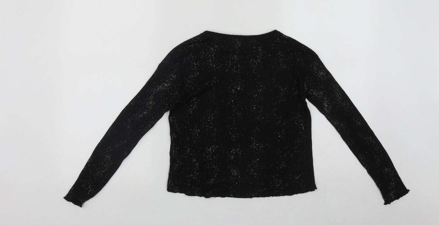 Primark Girls Black  Polyester Basic Casual Size 10-11 Years Scoop Neck