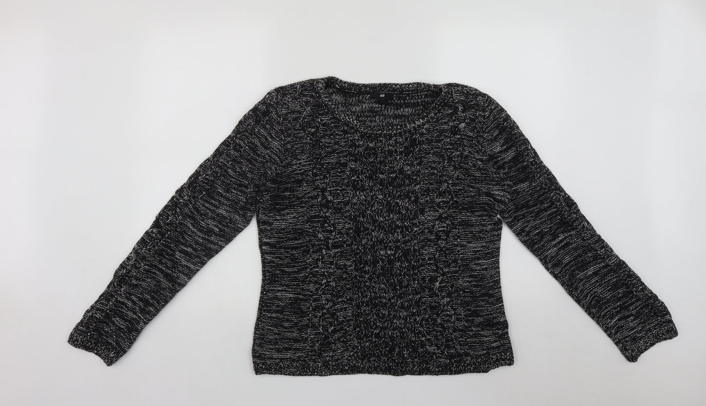 H&M Womens Black Round Neck  Acrylic Pullover Jumper Size M