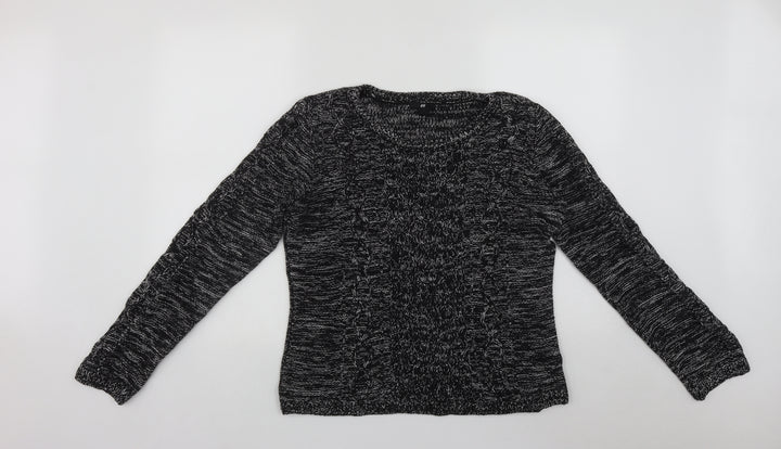 H&M Womens Black Round Neck  Acrylic Pullover Jumper Size M