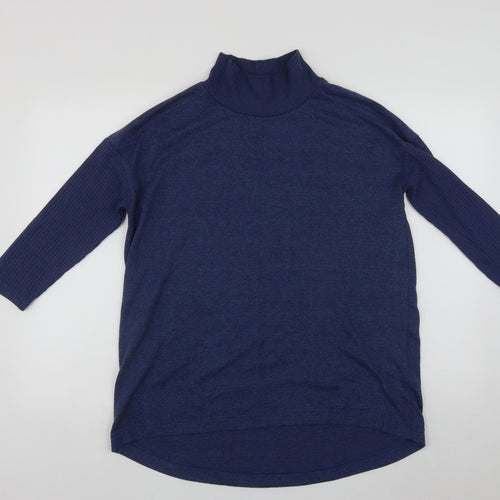 Marks and Spencer Womens Blue High Neck  Polyester Pullover Jumper Size 10