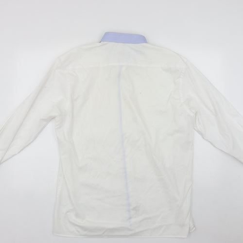 Eterna Mens White  Cotton  Button-Up Size XL Collared Button