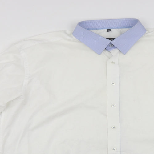 Eterna Mens White  Cotton  Button-Up Size XL Collared Button
