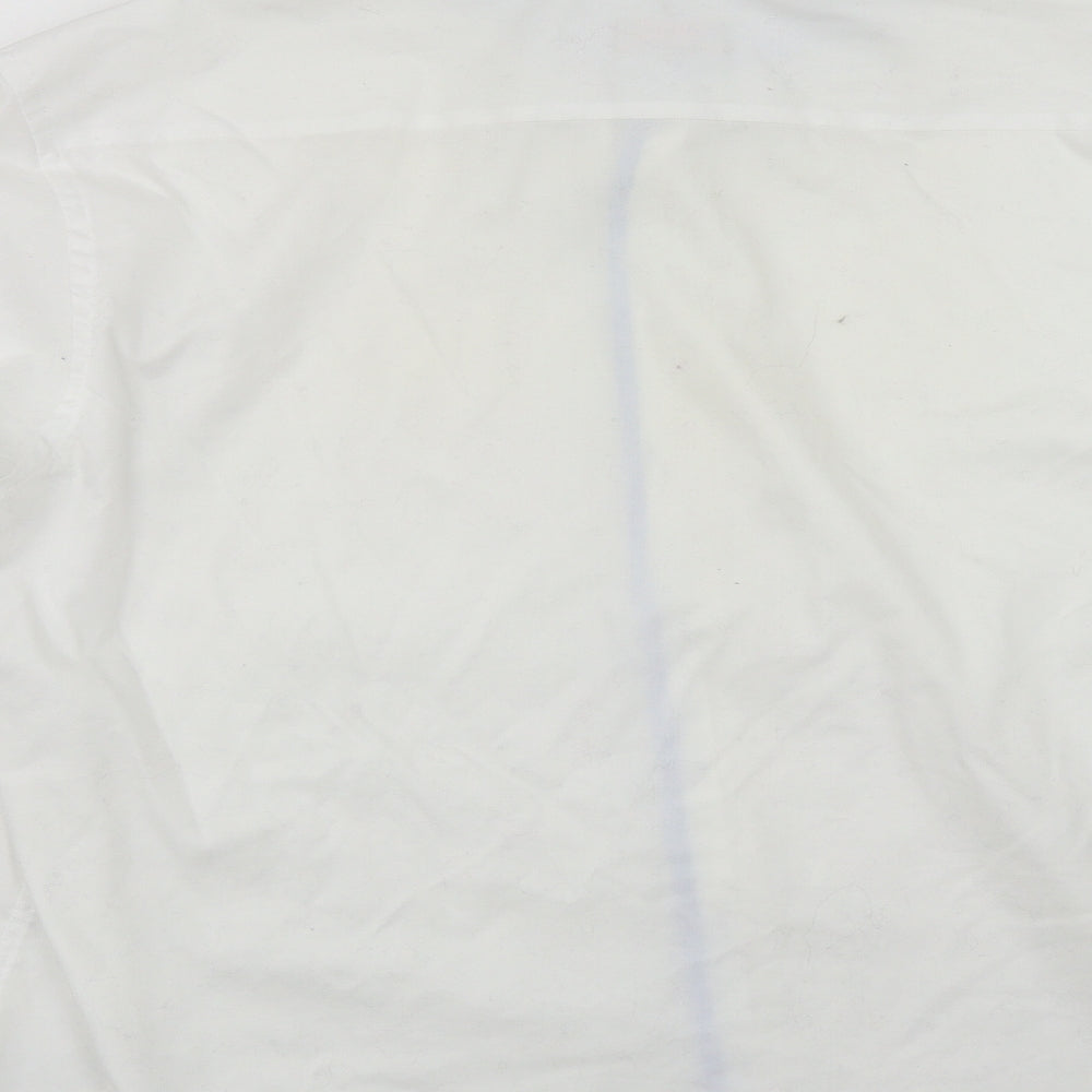 Eterna Mens White  Cotton  Button-Up Size XL Collared Button