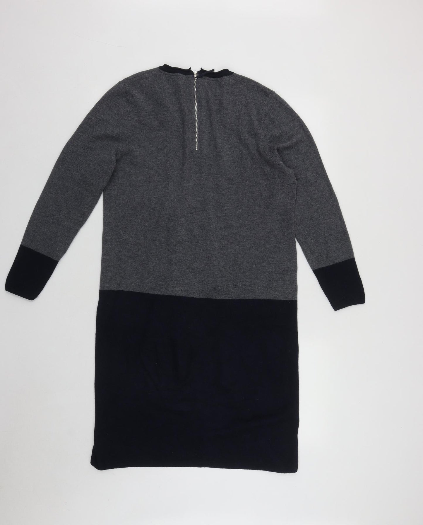 EAST Womens Blue  Wool Jumper Dress  Size L  Round Neck Zip