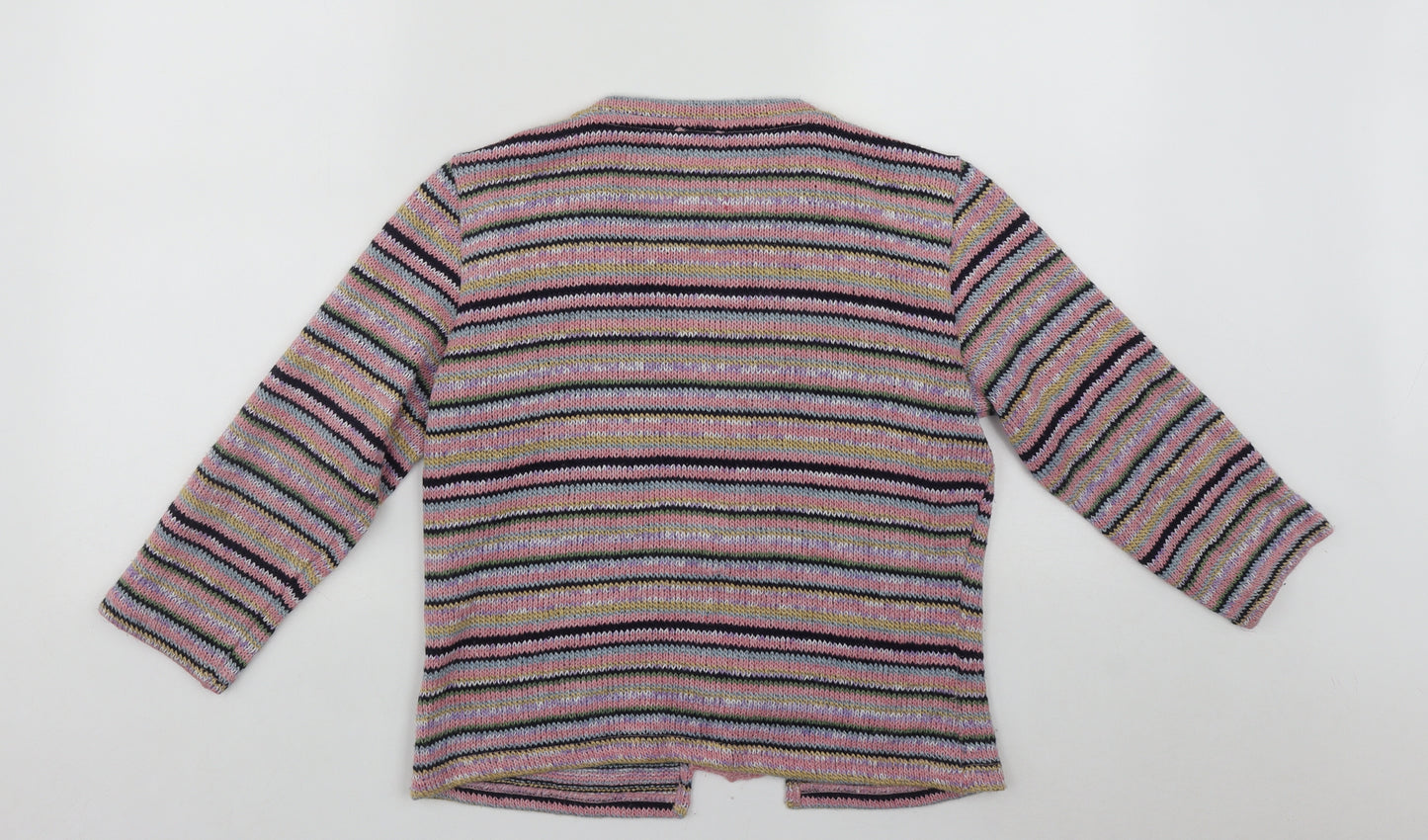 Per Una Womens Multicoloured Round Neck Striped Acrylic Cardigan Jumper Size 14