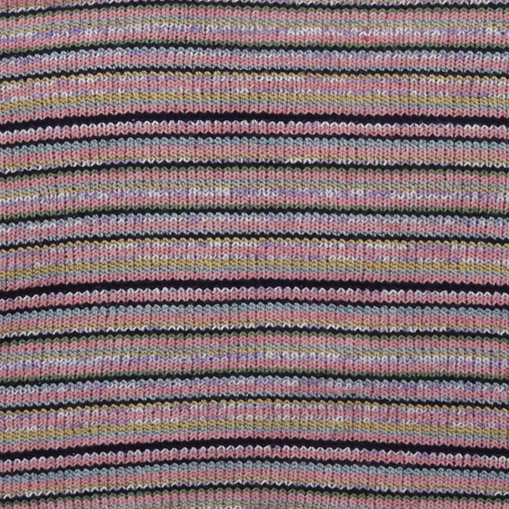 Per Una Womens Multicoloured Round Neck Striped Acrylic Cardigan Jumper Size 14