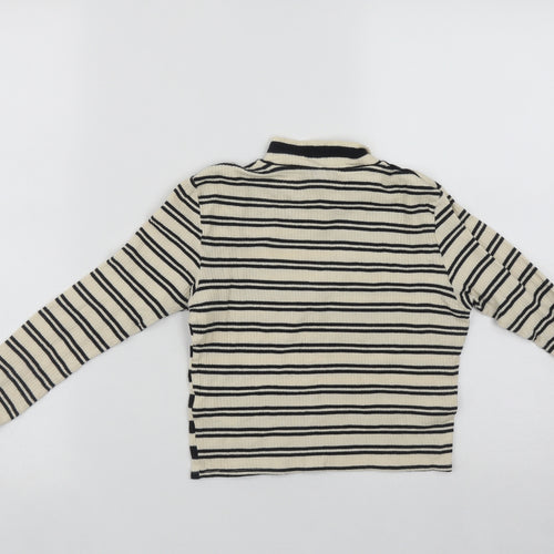 Topshop Womens Black High Neck Striped Cotton Pullover Jumper Size 8