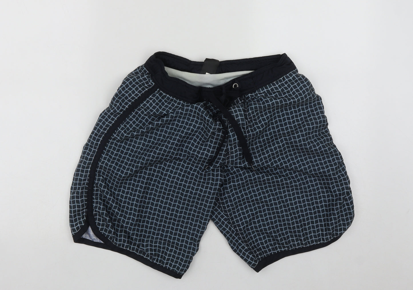 H&M Mens Blue Geometric Polyester Sweat Shorts Size M L8 in Regular Drawstring