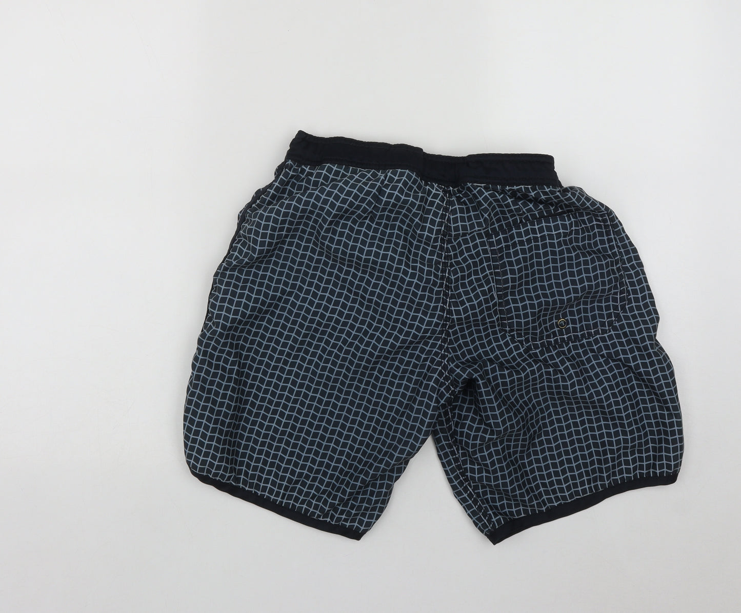 H&M Mens Blue Geometric Polyester Sweat Shorts Size M L8 in Regular Drawstring