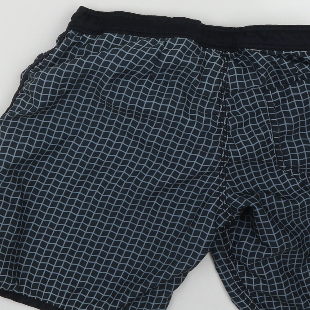 H&M Mens Blue Geometric Polyester Sweat Shorts Size M L8 in Regular Drawstring