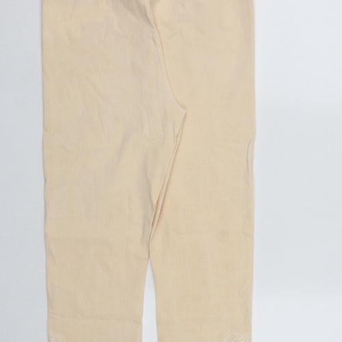Yest Womens Pink Geometric Viscose Cropped Trousers Size 12 L22 in Regular