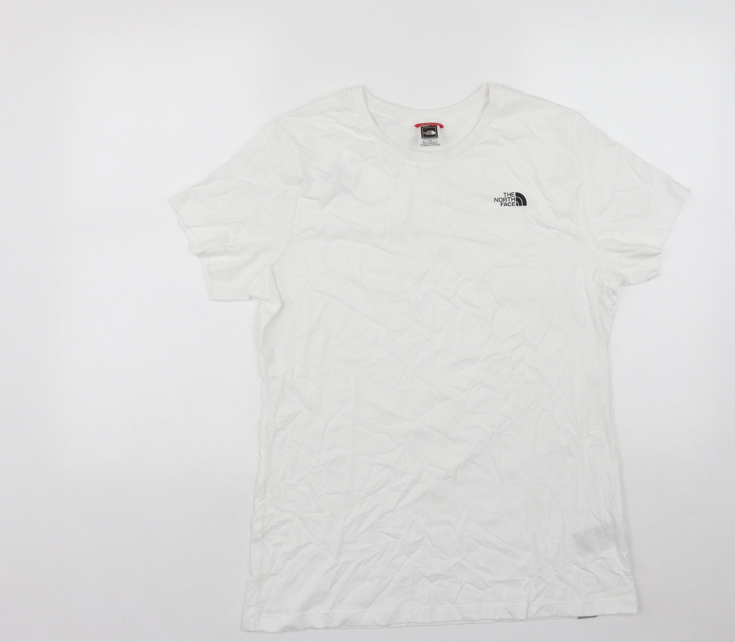 The North Face Womens White  Cotton Basic T-Shirt Size L Round Neck