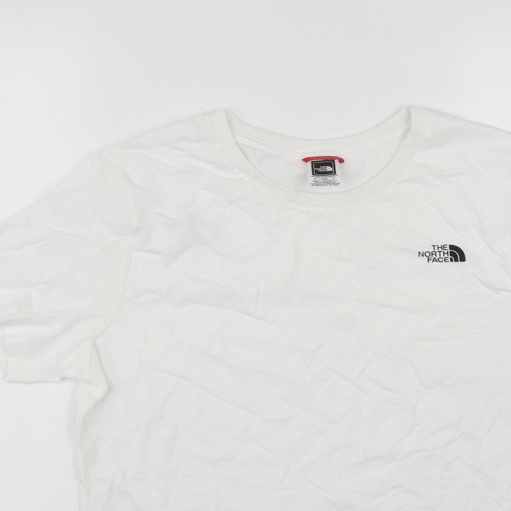 The North Face Womens White  Cotton Basic T-Shirt Size L Round Neck