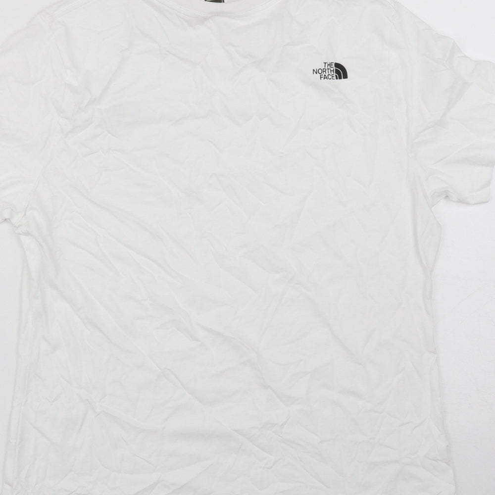 The North Face Womens White  Cotton Basic T-Shirt Size L Round Neck