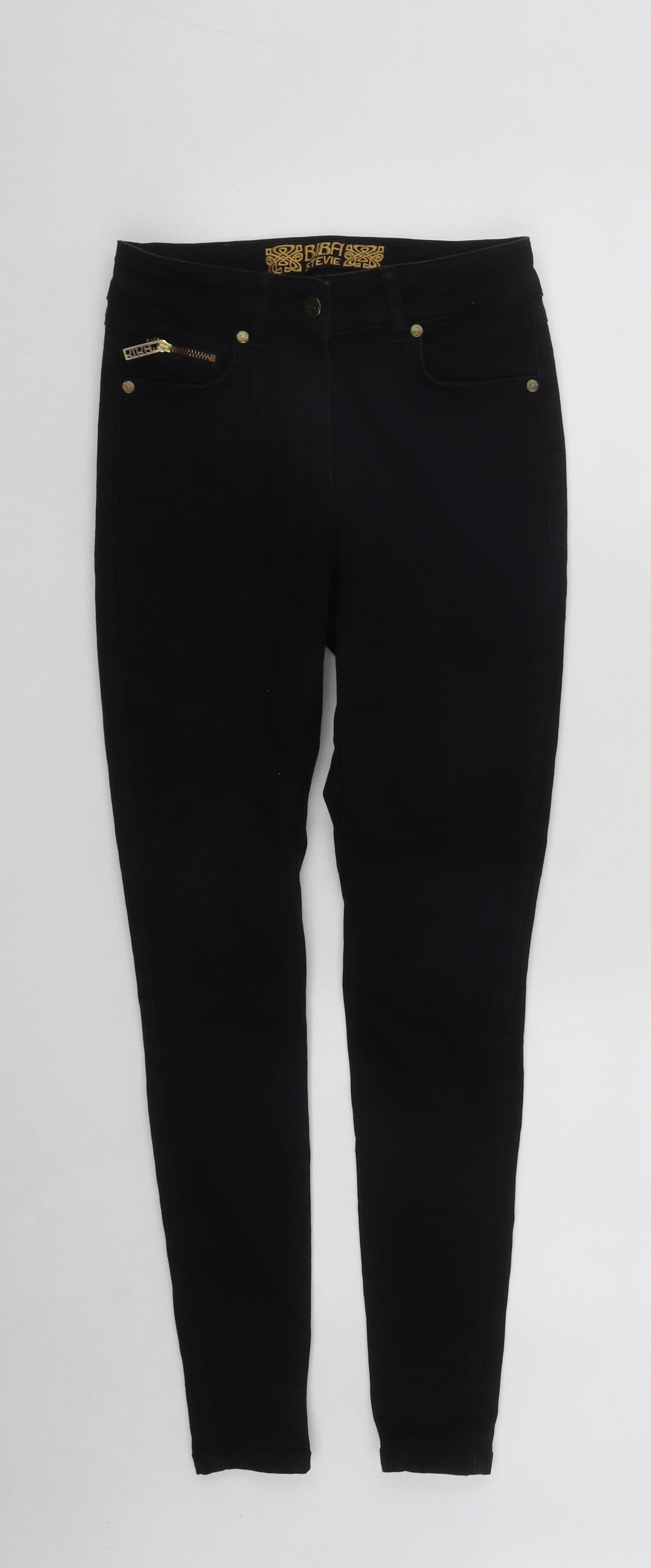 House of Fraser Womens Black  Cotton Skinny Jeans Size 6 L25 in Regular Zip