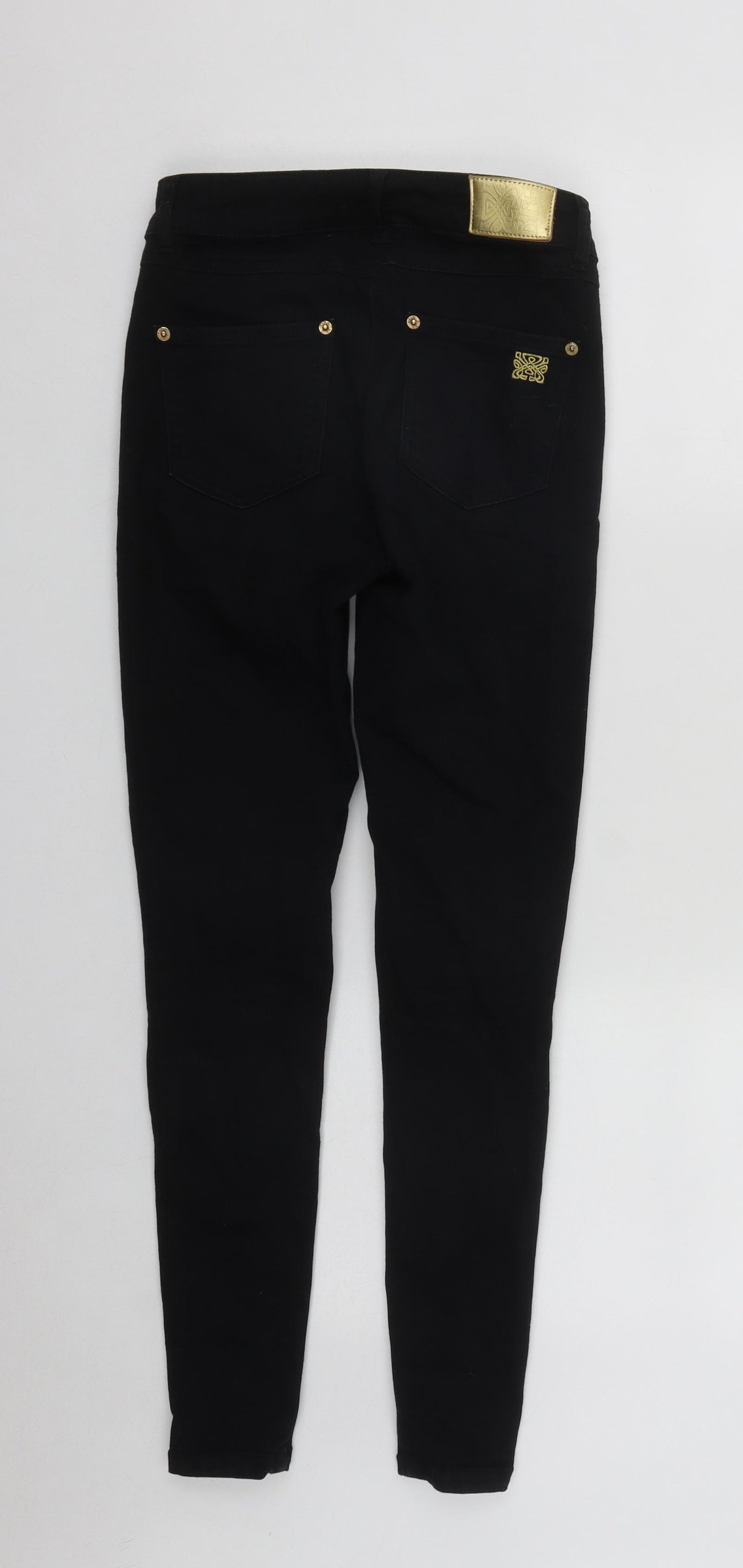 House of Fraser Womens Black  Cotton Skinny Jeans Size 6 L25 in Regular Zip