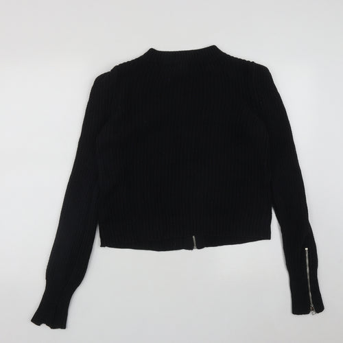 Silence + Noise Womens Black Round Neck  Acrylic Cardigan Jumper Size S