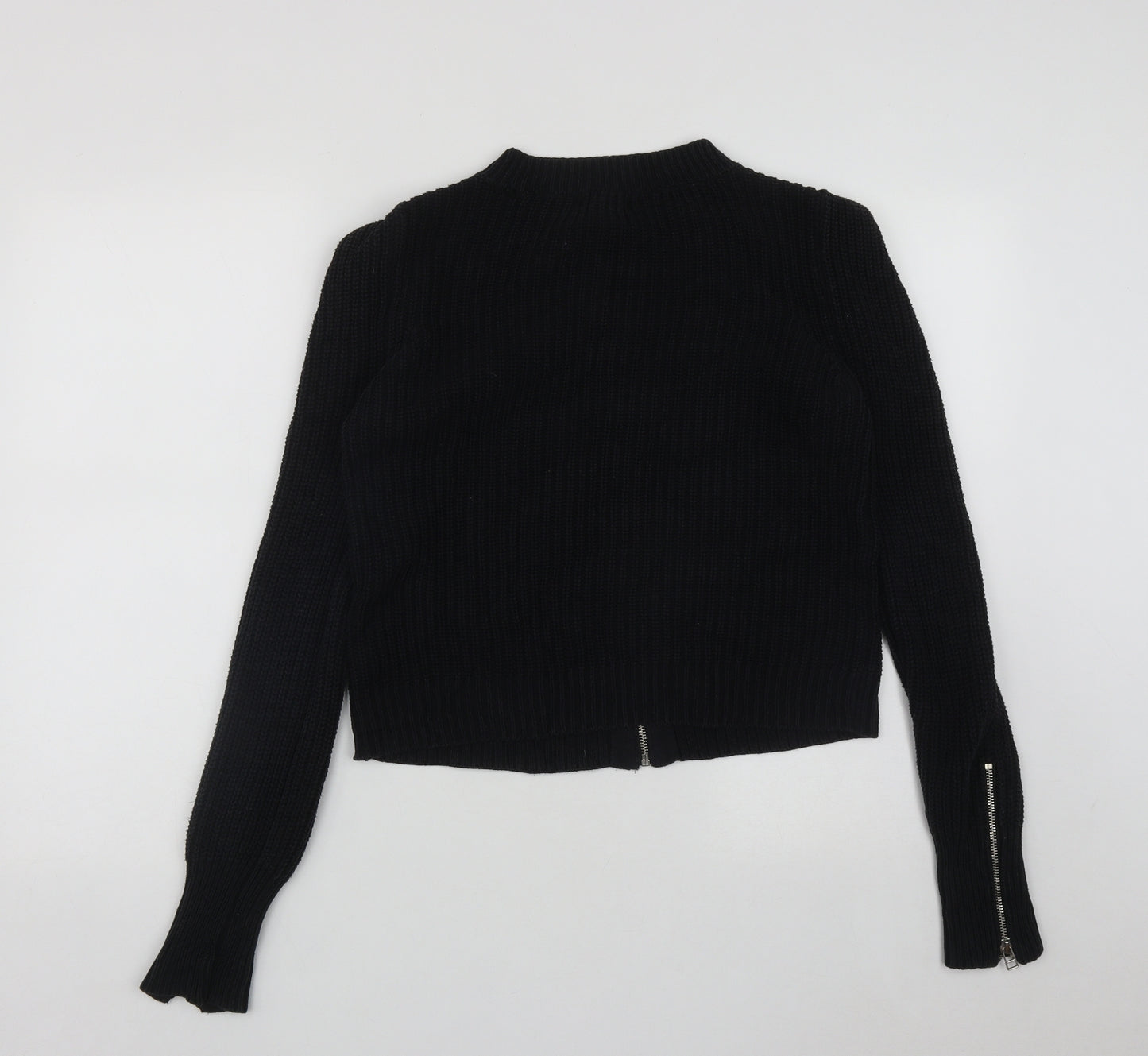 Silence + Noise Womens Black Round Neck  Acrylic Cardigan Jumper Size S