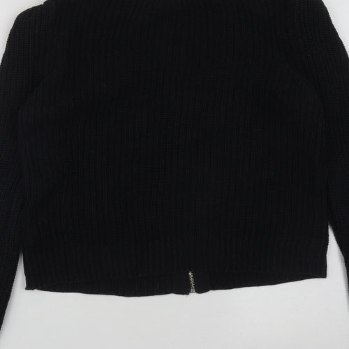 Silence + Noise Womens Black Round Neck  Acrylic Cardigan Jumper Size S