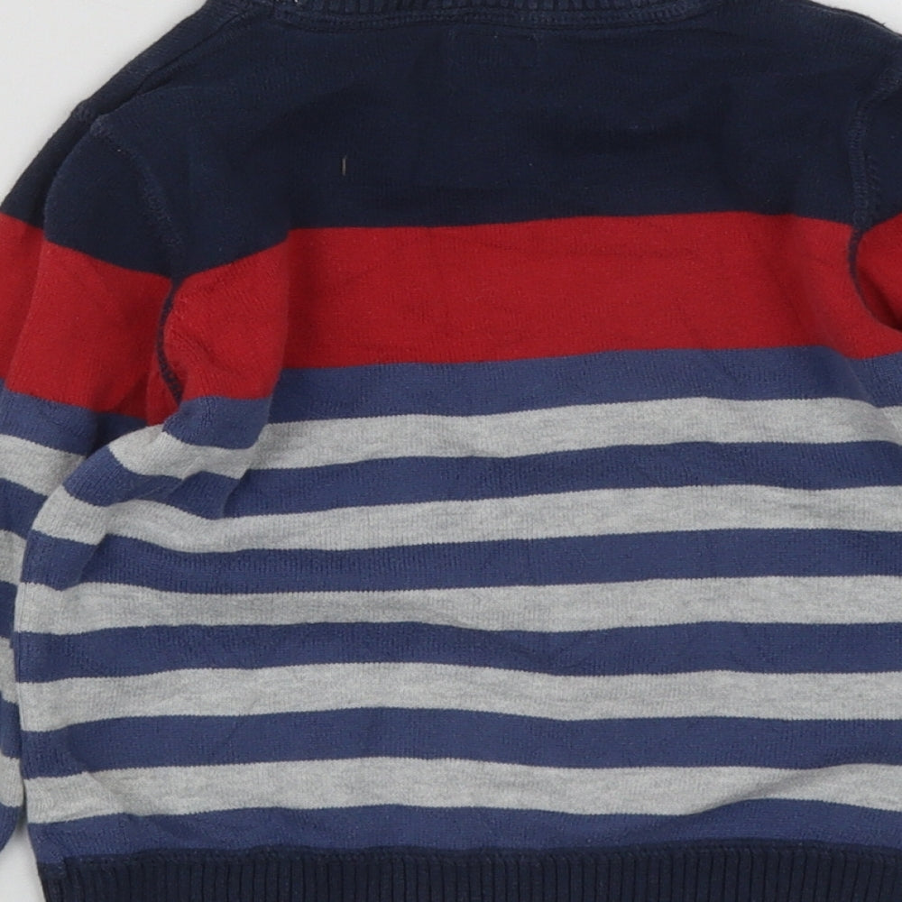 F&F Boys Multicoloured Round Neck Striped Cotton Pullover Jumper Size 4-5 Years