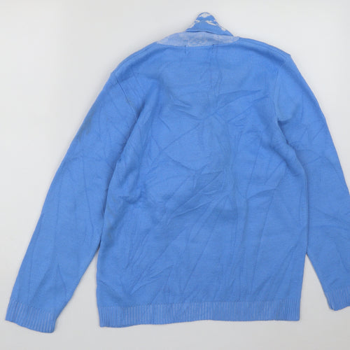 Autonomy Womens Blue High Neck Geometric Acrylic Pullover Jumper Size 10