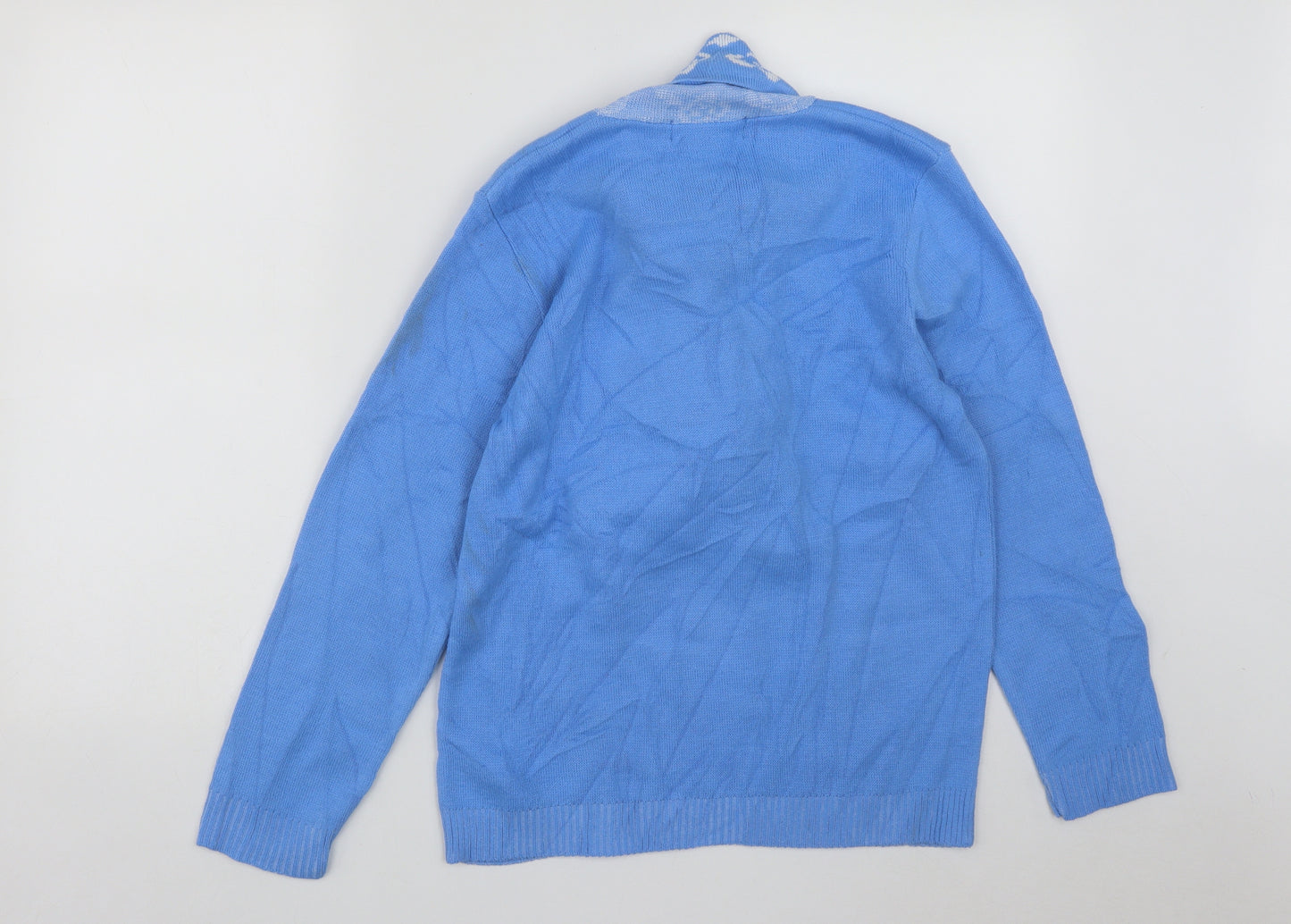 Autonomy Womens Blue High Neck Geometric Acrylic Pullover Jumper Size 10