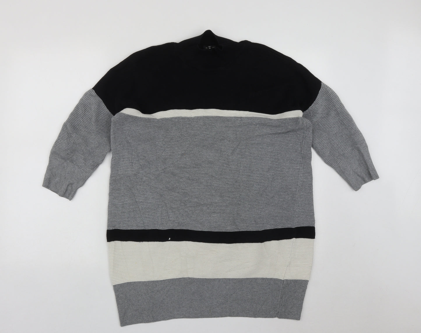 River Island Womens Multicoloured High Neck  Cotton Tunic Jumper Size 12