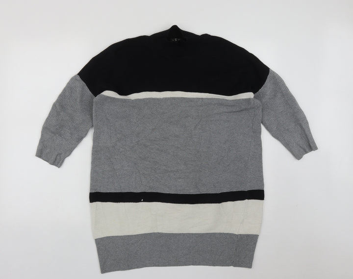 River Island Womens Multicoloured High Neck  Cotton Tunic Jumper Size 12