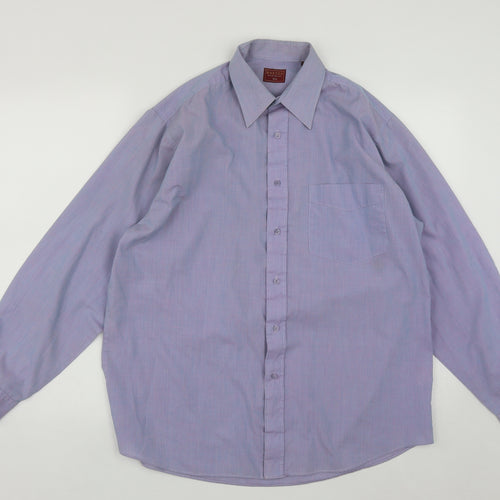 Burton Mens Purple  Polyester  Button-Up Size 15.5 Collared Button
