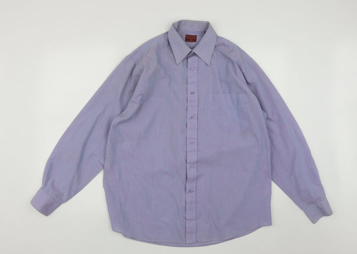 Burton Mens Purple  Polyester  Button-Up Size 15.5 Collared Button
