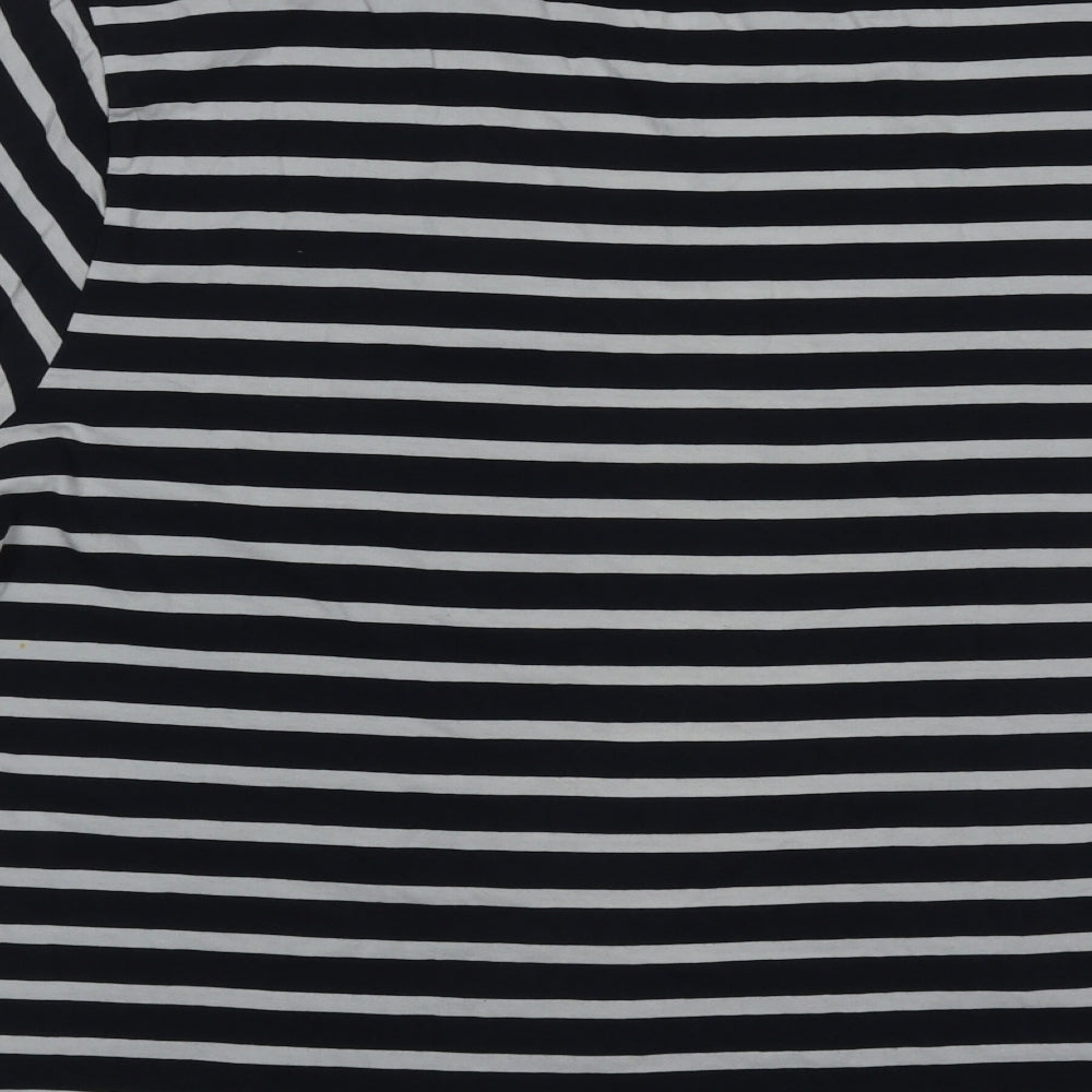 H&M  Womens Blue Striped Cotton Basic T-Shirt Size XL Round Neck