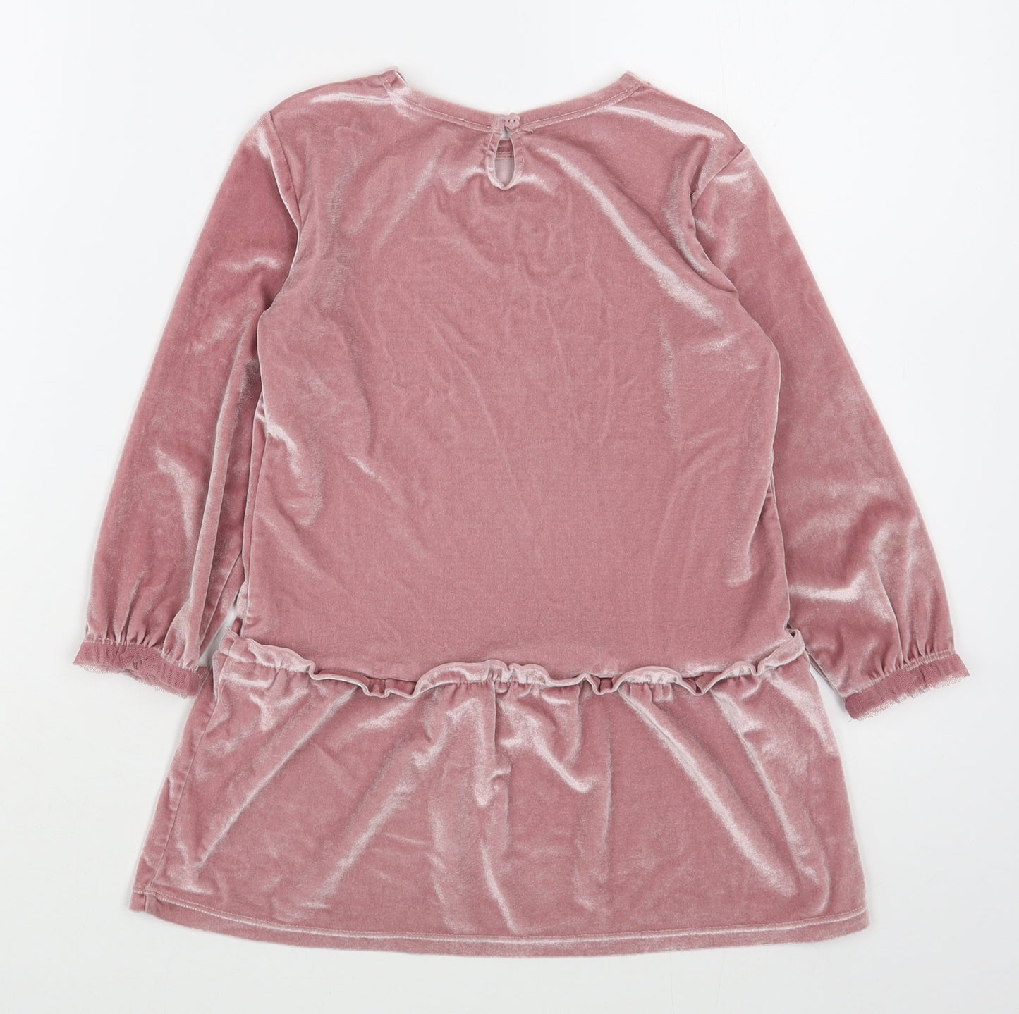 United Colors of Benetton Girls Pink  Polyester A-Line  Size 4-5 Years  Round Neck Button