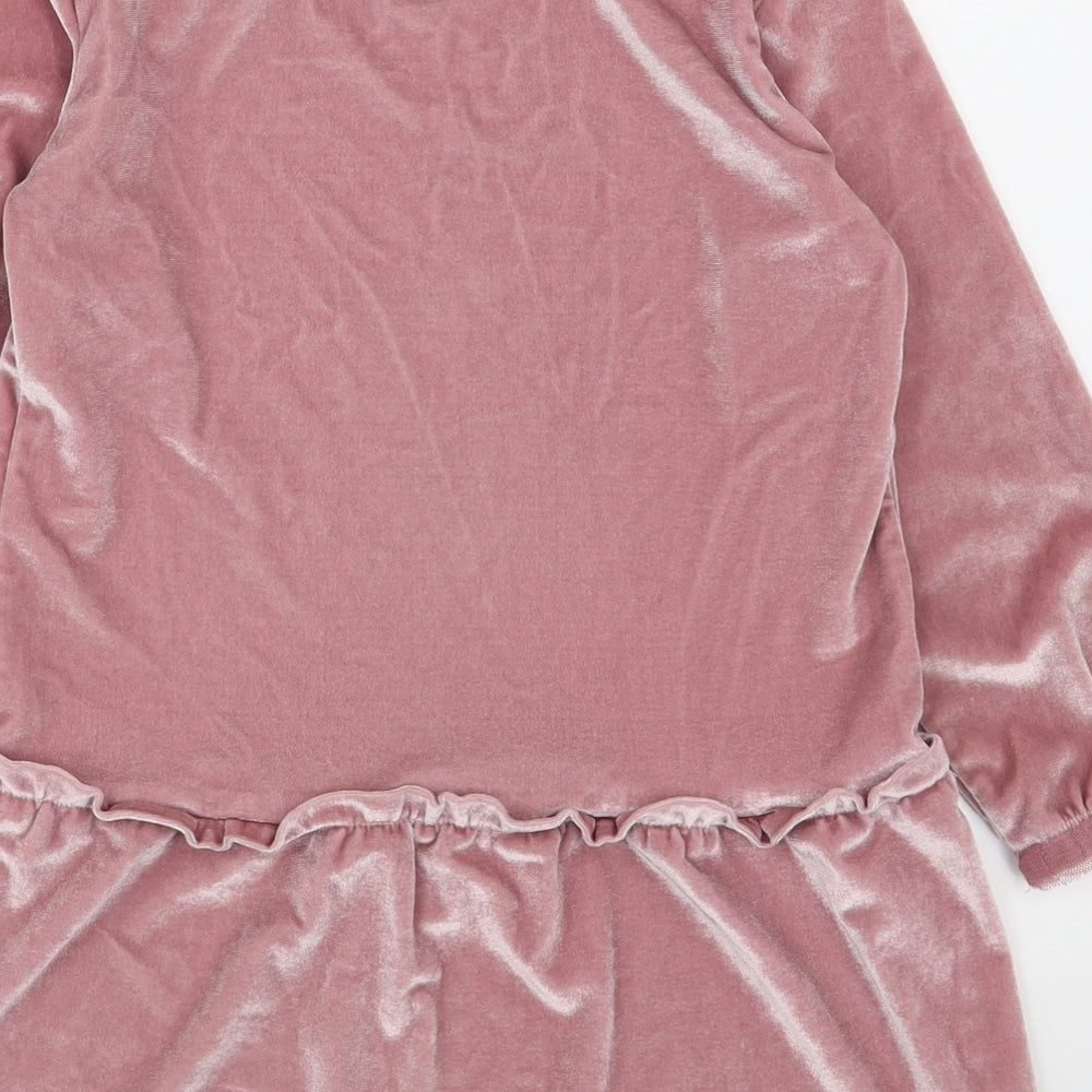 United Colors of Benetton Girls Pink  Polyester A-Line  Size 4-5 Years  Round Neck Button
